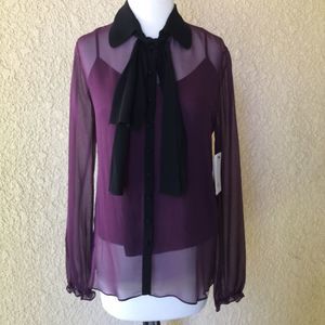 Robert Rodriguez Tie Neck Blouse Berry 2